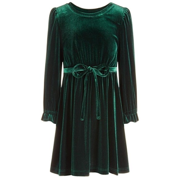 INC INTERNATIONAL CONCEPTS Little Girls Pine Green Stretch Velour Dress XS(4-5) - Picture 7 of 7